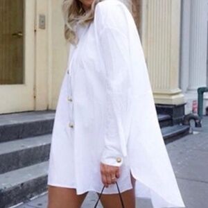 ZARA Cotton Button Down Dress Shirt, Oversized XS, NWT